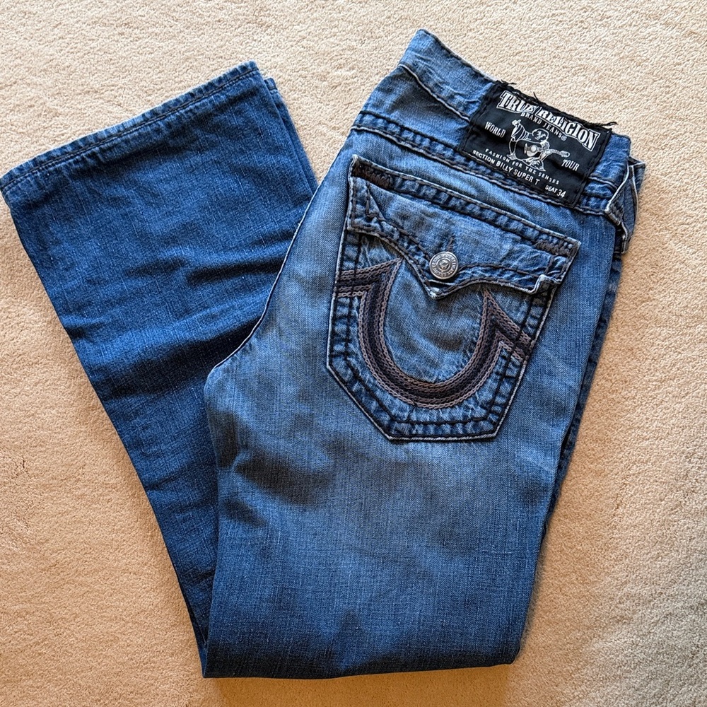 True Religion Men's Dark Blue Boot Cut Jeans